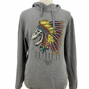 Entree Lifestyle Men's Casual Aztec Skull Solid Gray  Pullover Hoodie Size XL